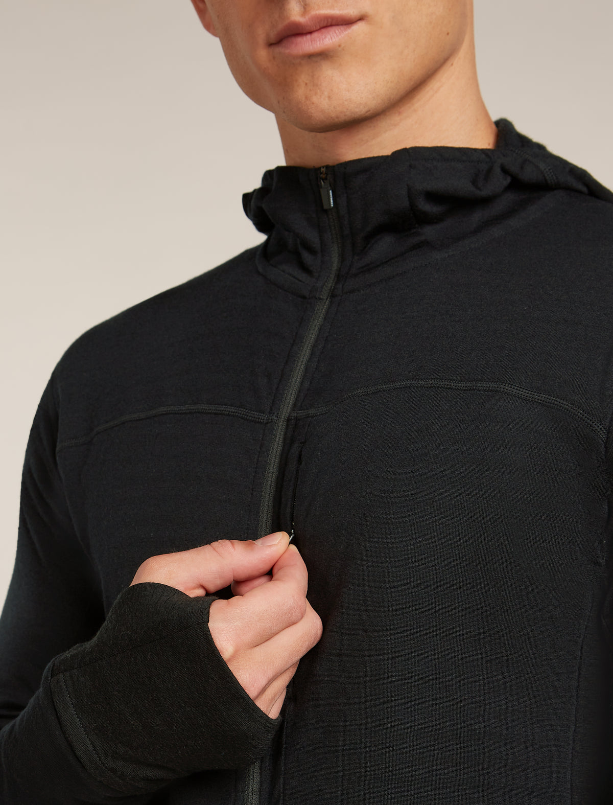 Men's Merino Blend 300 RealFleece™  Descender Long Sleeve Zip Hoodie Black - 9