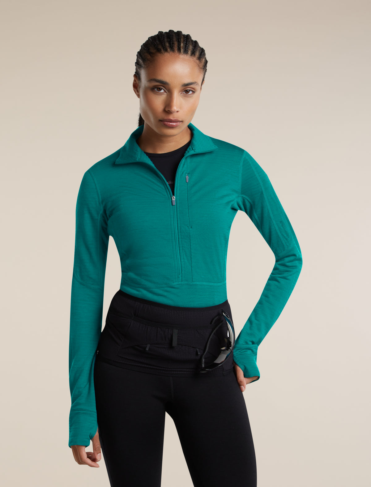 Women's Merino Blend 200 RealFleece™  Descender Long Sleeve Half Zip Tidal teal - 5