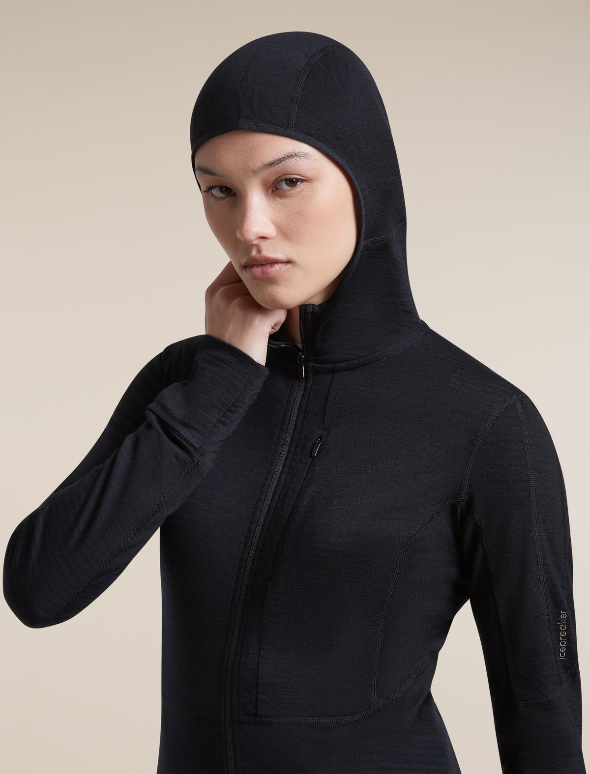Women's Merino Blend 200 RealFleece™  Descender Long Sleeve Zip Hoodie Black - 8