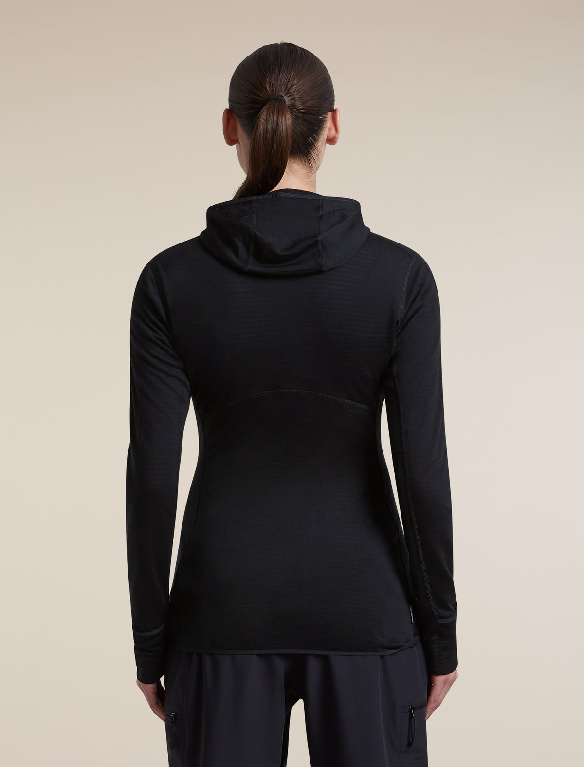 Women's Merino Blend 200 RealFleece™  Descender Long Sleeve Zip Hoodie Black - 2