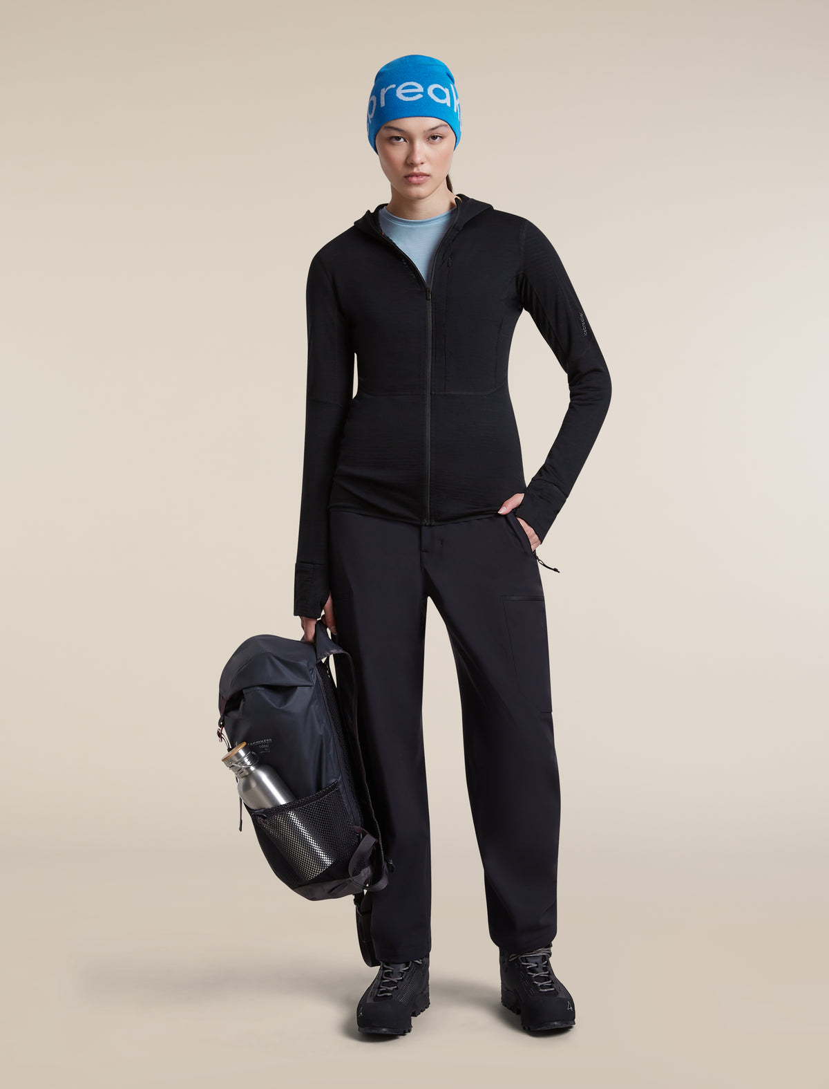 Women's Merino Blend 200 RealFleece™  Descender Long Sleeve Zip Hoodie Black - 4