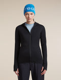 Women's Merino Blend 200 RealFleece™  Descender Long Sleeve Zip Hoodie Black - 5