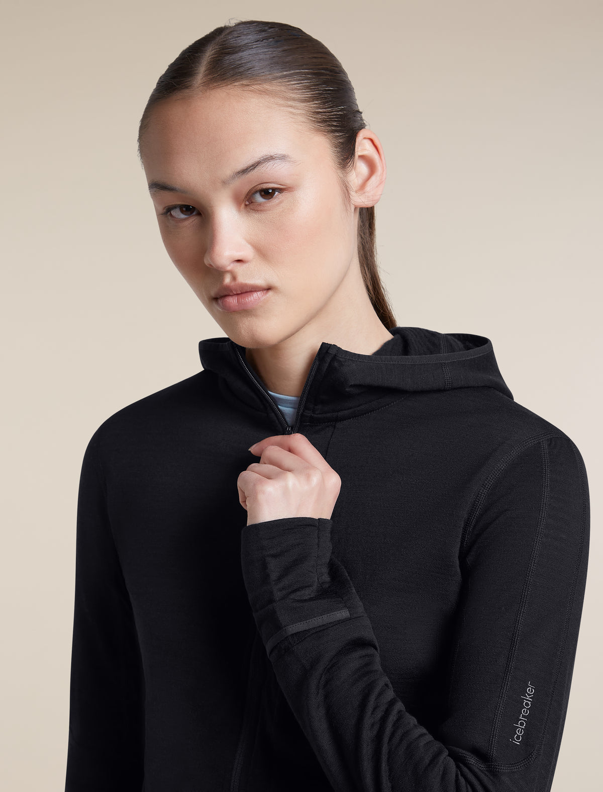 Women's Merino Blend 200 RealFleece™  Descender Long Sleeve Zip Hoodie Black - 6