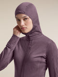 Women's Merino Blend 200 RealFleece™  Descender Long Sleeve Zip Hoodie Grey Plum - 8