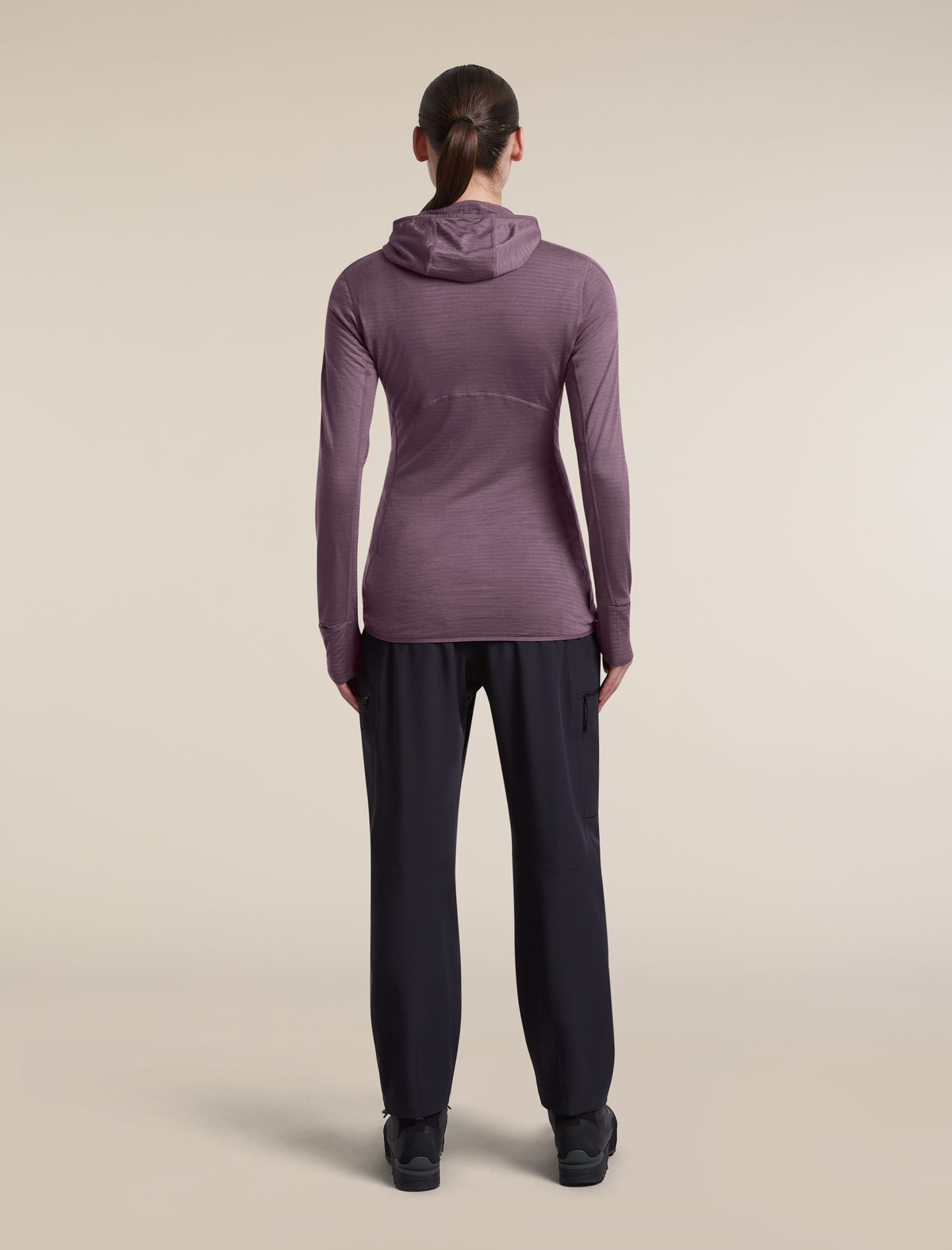Women's Merino Blend 200 RealFleece™  Descender Long Sleeve Zip Hoodie Grey Plum - 9