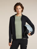 icebreaker-apac Women's Merino Blend 300 RealFleece™  Descender Long Sleeve Zip Black Women - 5