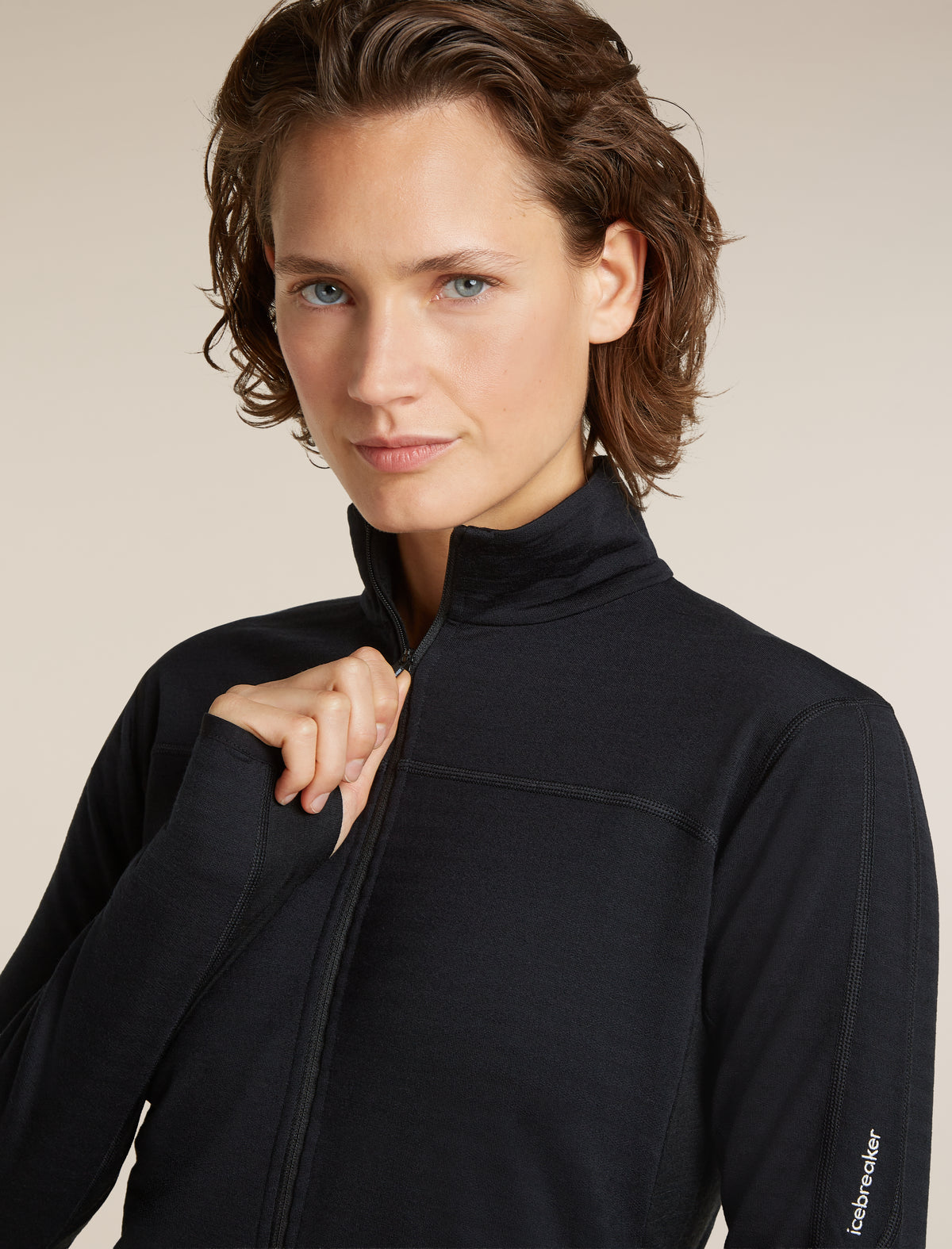 icebreaker-apac Women's Merino Blend 300 RealFleece™  Descender Long Sleeve Zip Black Women - 6