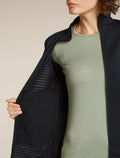 icebreaker-apac Women's Merino Blend 300 RealFleece™  Descender Long Sleeve Zip Black Women - 8