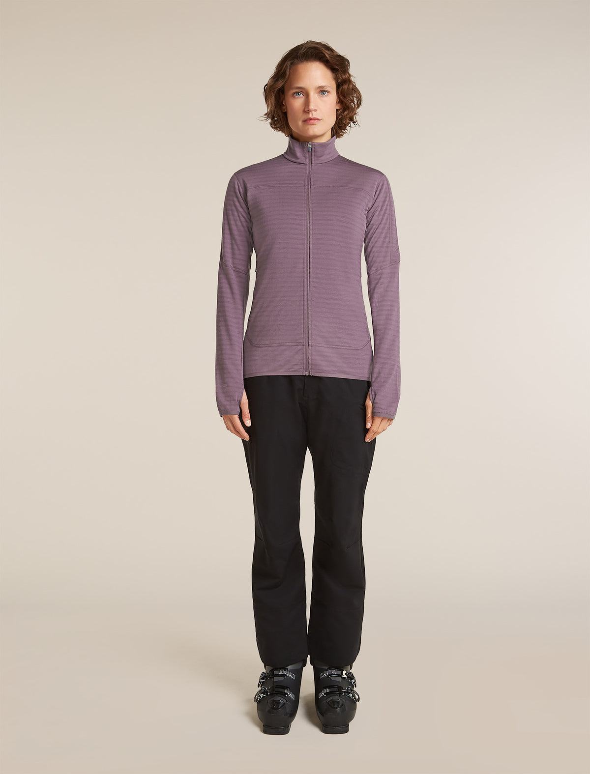 Women's Merino Blend 300 RealFleece™  Descender Long Sleeve Zip Grey Plum - 3