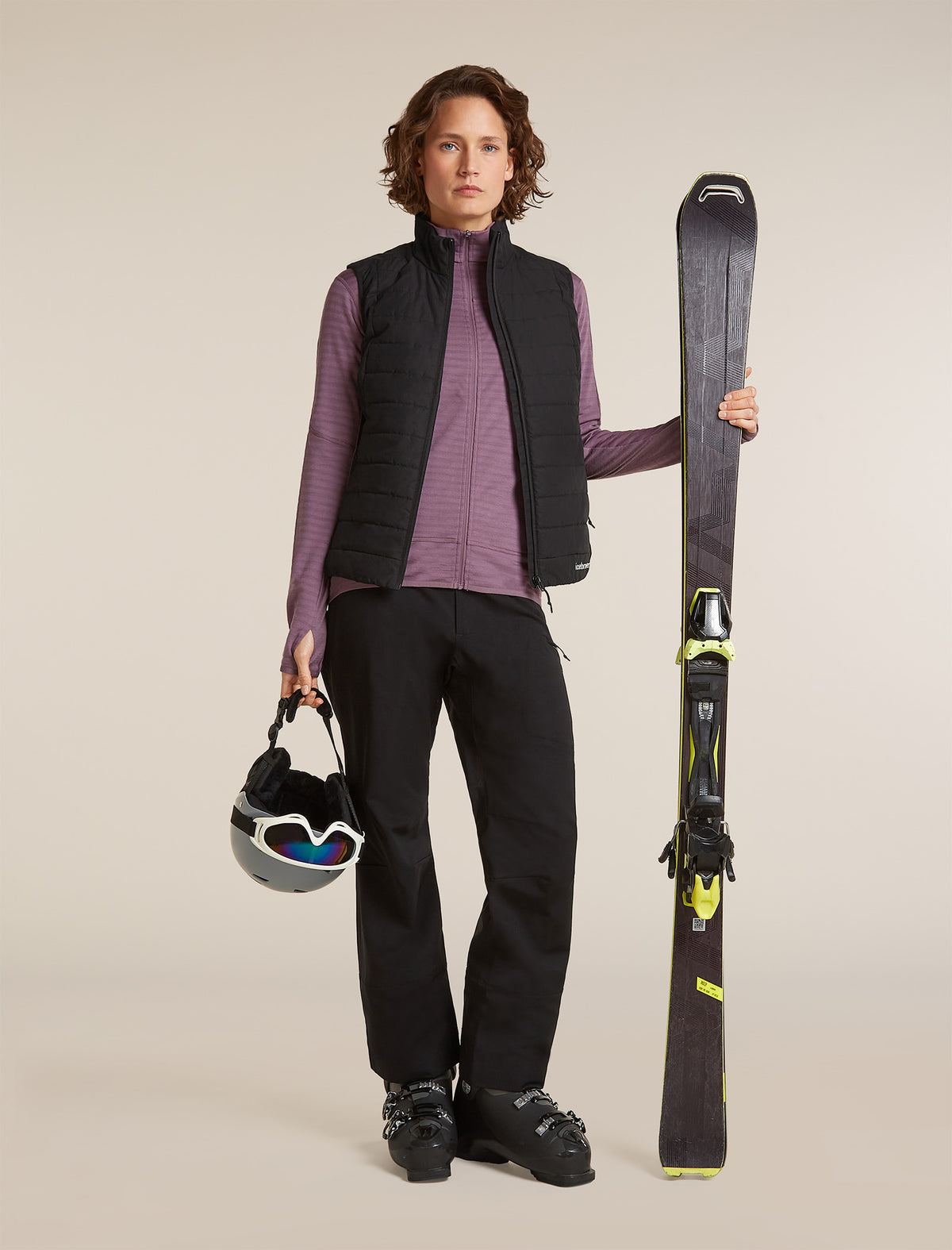 Women's Merino Blend 300 RealFleece™  Descender Long Sleeve Zip Grey Plum - 4