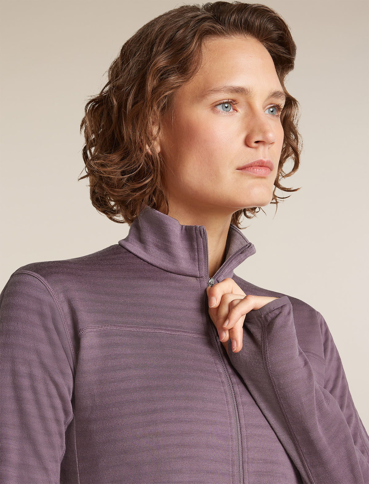 Women's Merino Blend 300 RealFleece™  Descender Long Sleeve Zip Grey Plum - 6