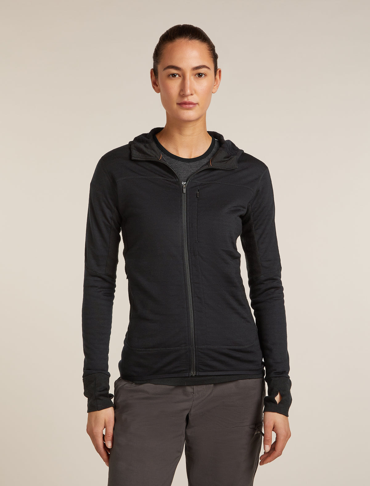 Women's Merino Blend 300 RealFleece™  Descender Long Sleeve Zip Hoodie Black - 1