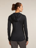 Women's Merino Blend 300 RealFleece™  Descender Long Sleeve Zip Hoodie Black - 2