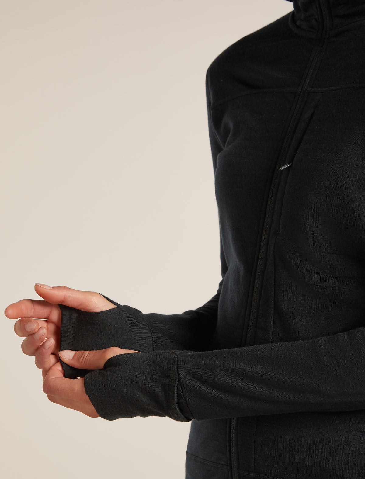 Women's Merino Blend 300 RealFleece™  Descender Long Sleeve Zip Hoodie Black - 6
