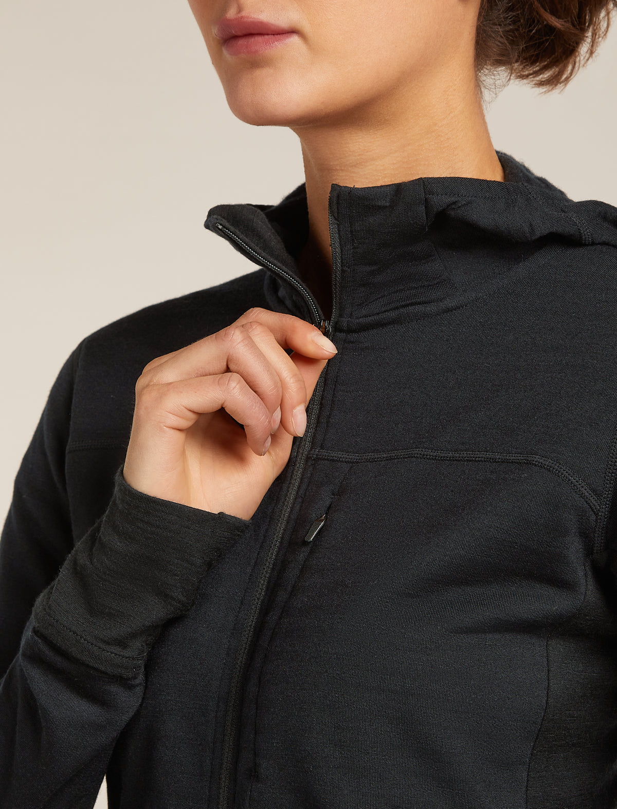 Women's Merino Blend 300 RealFleece™  Descender Long Sleeve Zip Hoodie Black - 7