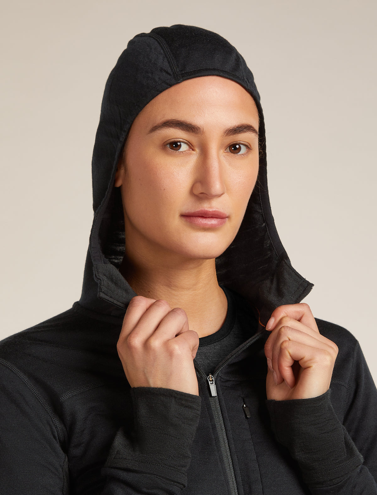 Women's Merino Blend 300 RealFleece™  Descender Long Sleeve Zip Hoodie Black - 8