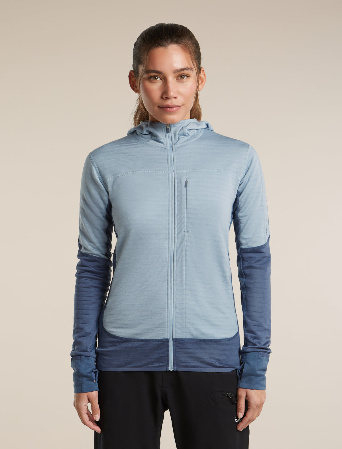 Women's Merino Blend 300 RealFleece™  Descender Long Sleeve Zip Hoodie Dawn/Zinc Blue - 1