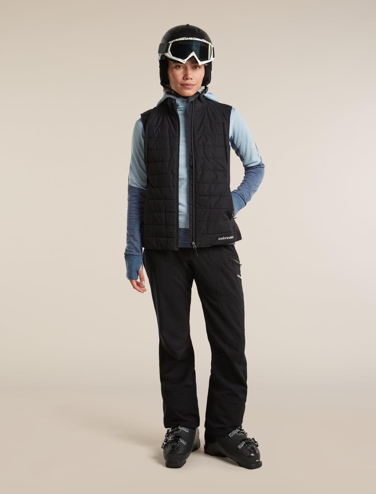 Women's Merino Blend 300 RealFleece™  Descender Long Sleeve Zip Hoodie Dawn/Zinc Blue - 4