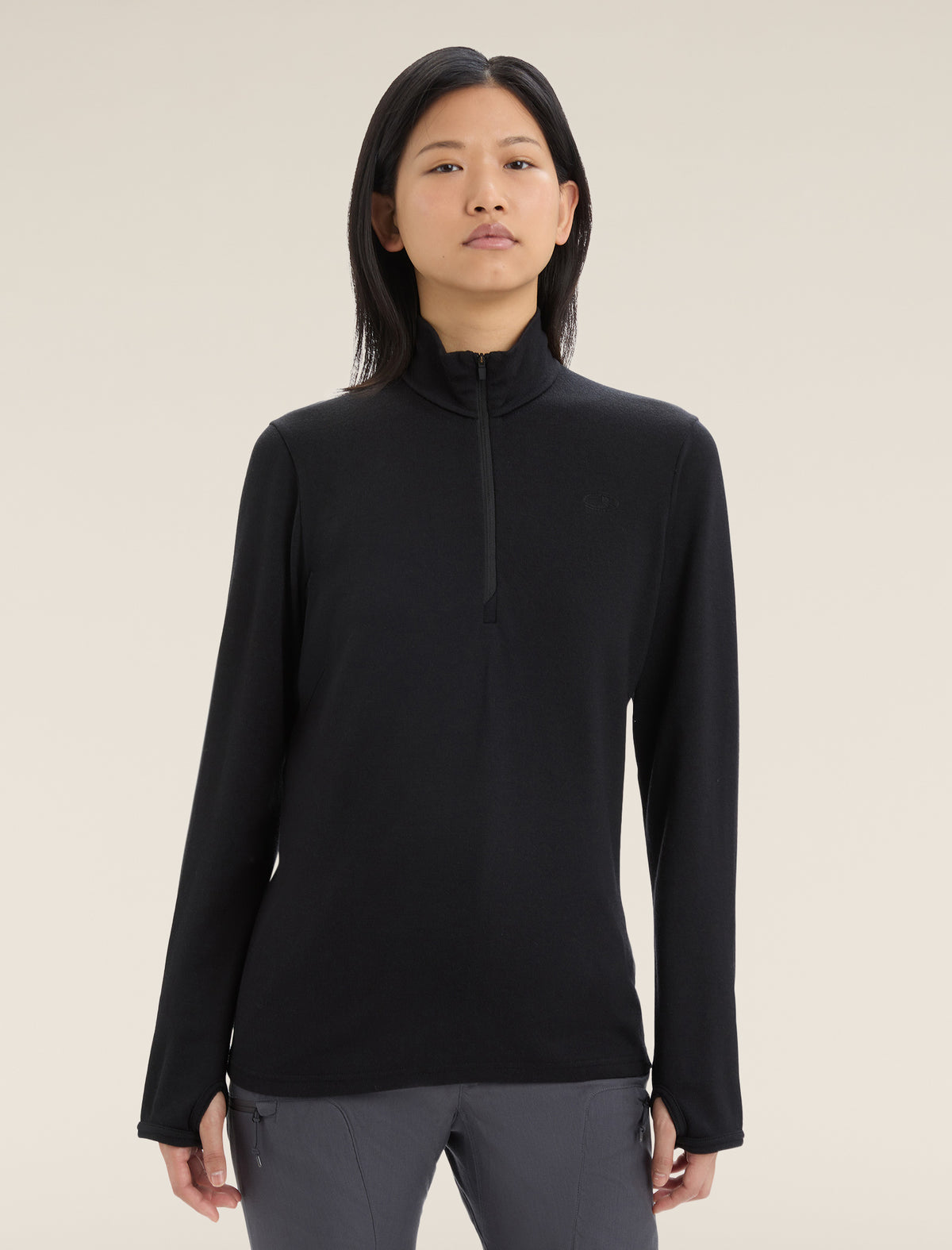 Women’s Original Long Sleeve Half Zip Top Black - 1
