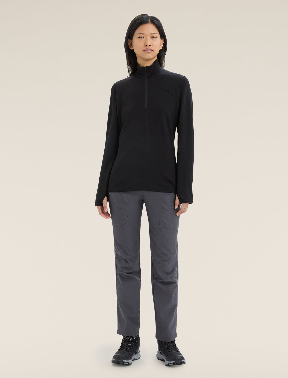 Women’s Original Long Sleeve Half Zip Top Black - 3