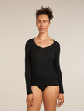 Women’s Merino 150 Siren Long Sleeve Sweetheart Top Black - 1