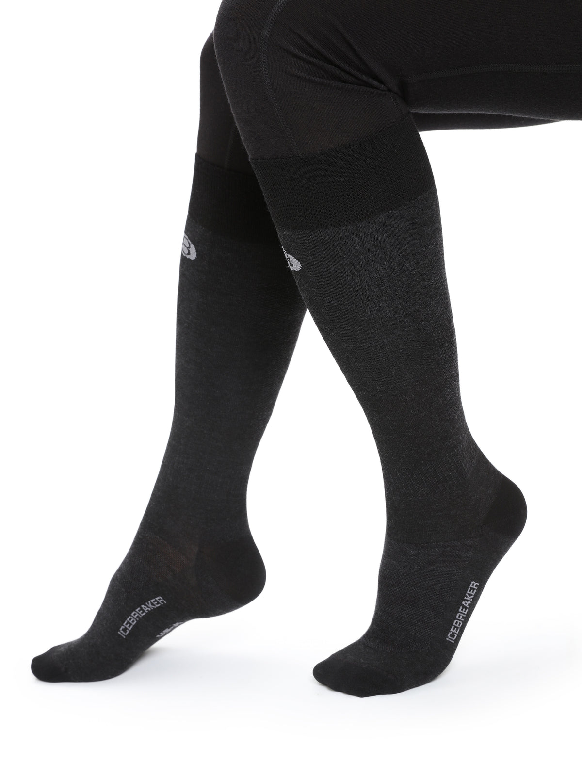 Women’s Merino Snow Liner Over the Calf Socks Black - 3