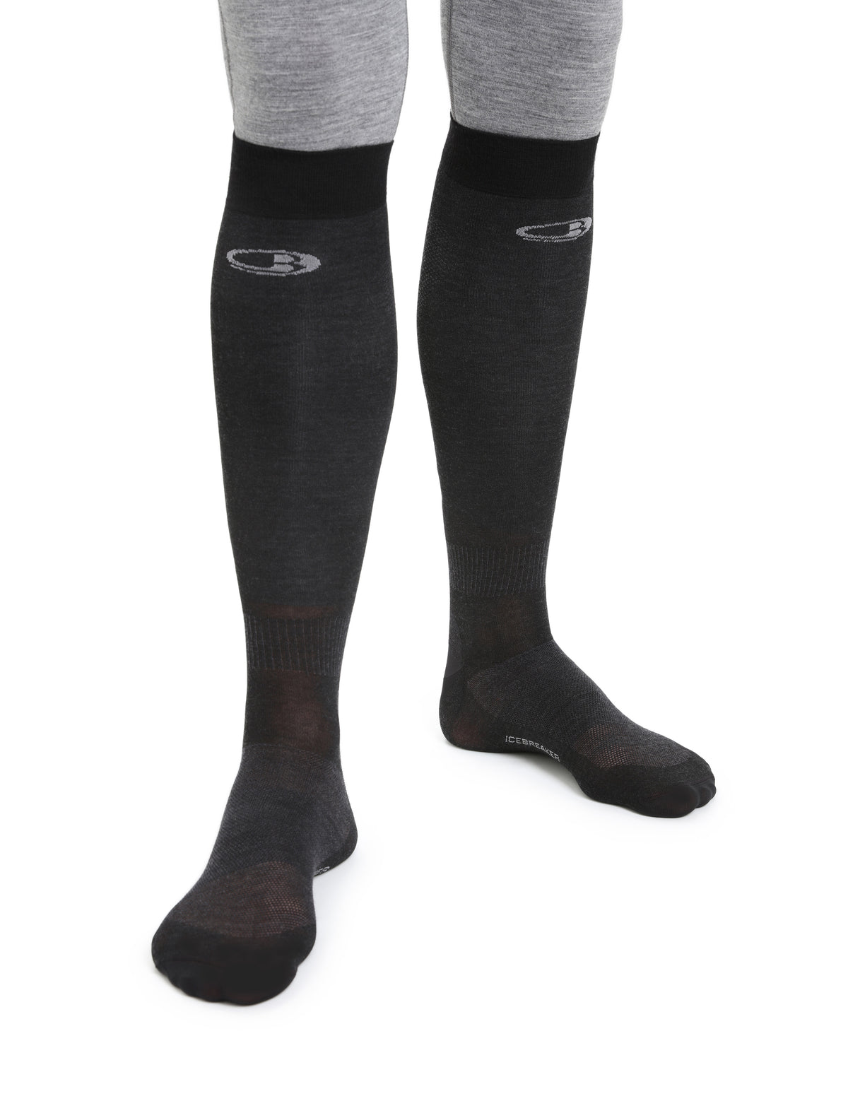 Men’s Merino Snow Liner Over the Calf Socks Black - 2