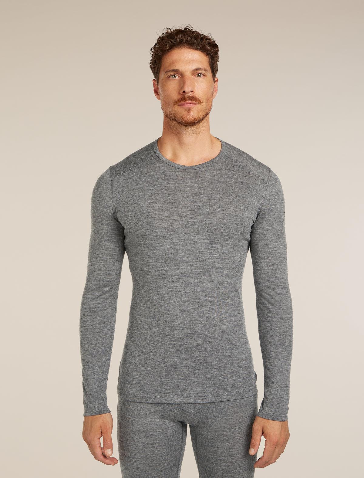 Men’s Merino 200 Oasis Long Sleeve Crew Thermal Top Gritstone Heather - 1