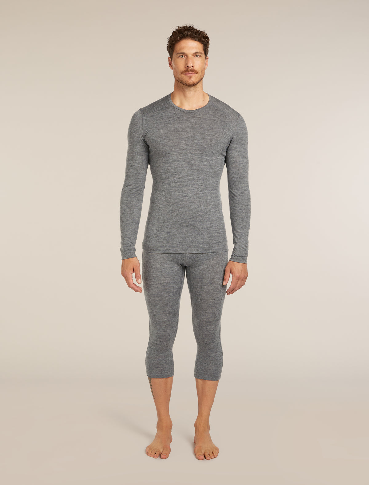 Men’s Merino 200 Oasis Long Sleeve Crew Thermal Top Gritstone Heather - 3