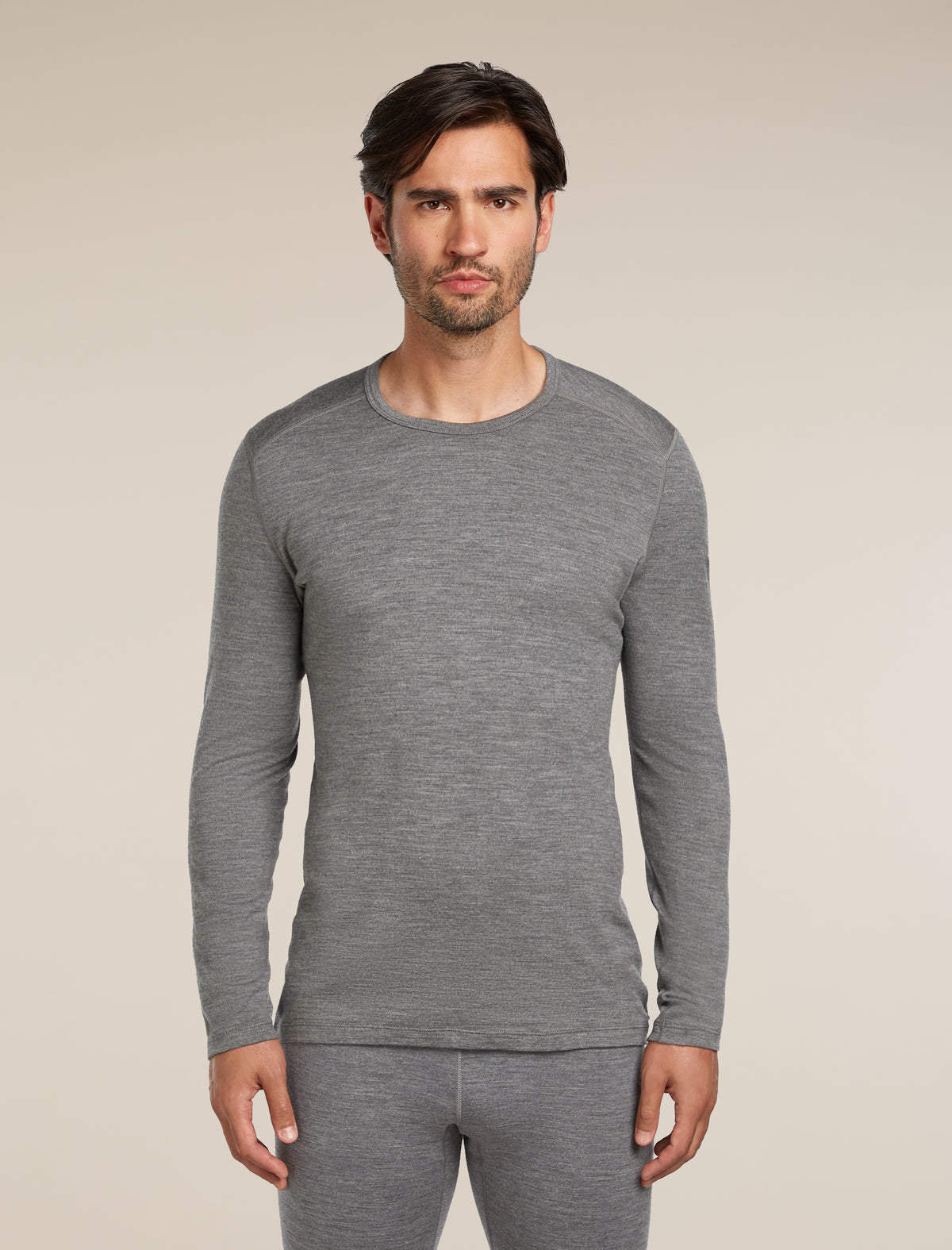 Men’s Merino 260 Oasis Long Sleeve Crew Thermal Top Gritstone Heather - 1