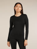 Women’s Merino 200 Oasis Long Sleeve Crew Thermal Top Black - 1
