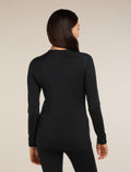 Women’s Merino 200 Oasis Long Sleeve Crew Thermal Top Black - 2