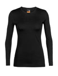 Women’s Merino 200 Oasis Long Sleeve Crew Thermal Top Black - 10