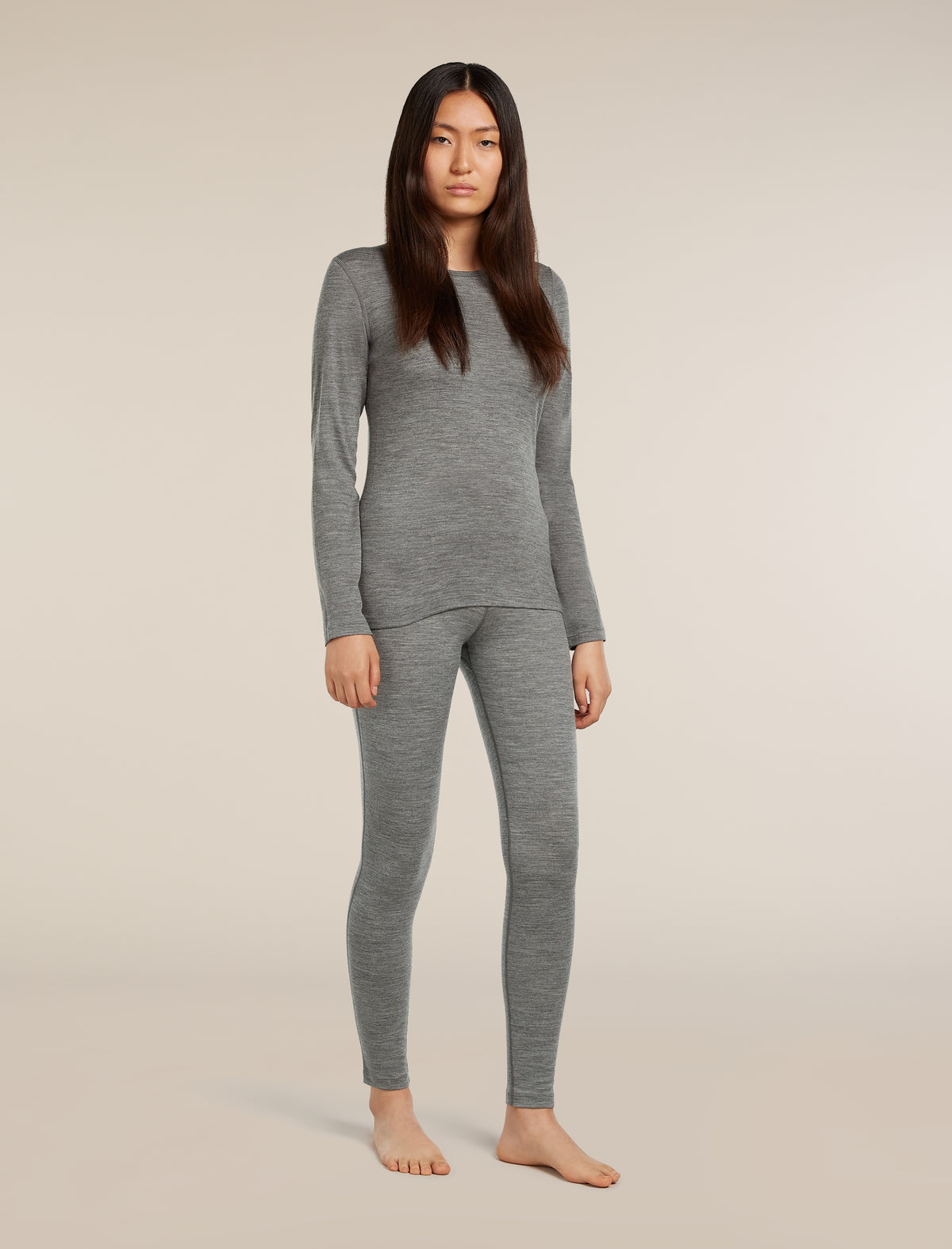 Women’s Merino 200 Oasis Long Sleeve Crew Thermal Top Gritstone Heather - 3
