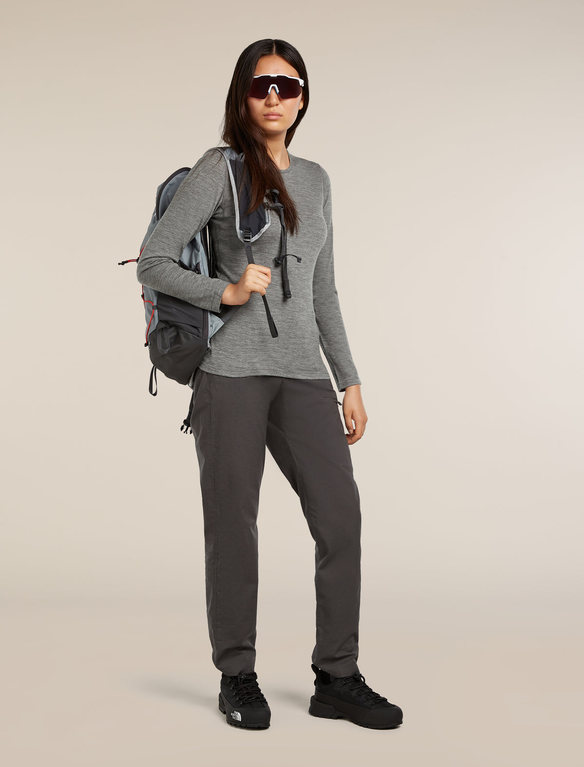 Women’s Merino 200 Oasis Long Sleeve Crew Thermal Top Gritstone Heather - 4