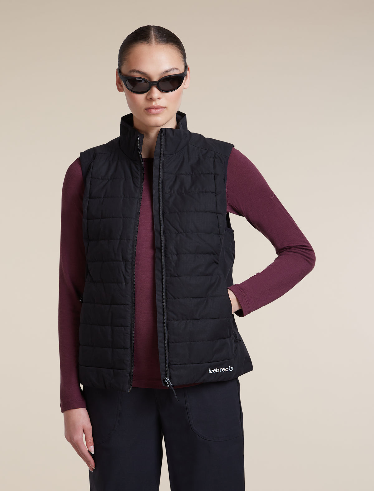 Women's Merino 200 Oasis Long Sleeve Crewe Dark Berry - 4