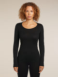 Women’s Merino 200 Oasis Long Sleeve Scoop Thermal Top Black - 1