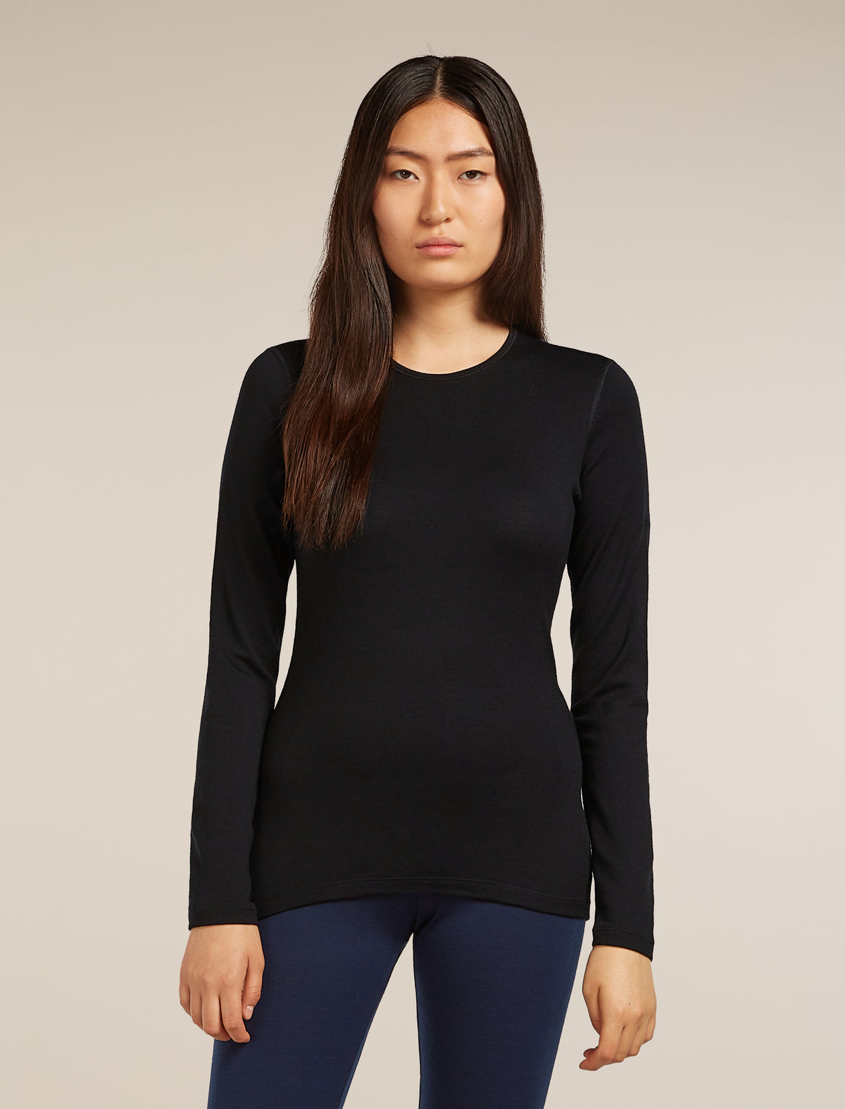 Women’s Merino 260 Tech Long Sleeve Crew Thermal Top Black - 1
