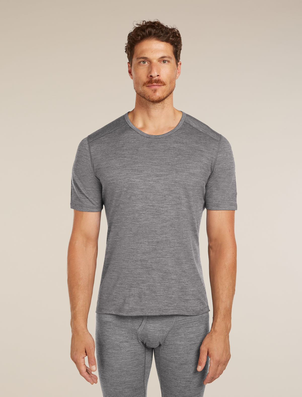 Men’s Merino 200 Oasis Short Sleeve Crew Thermal Top Gritstone Heather - 1