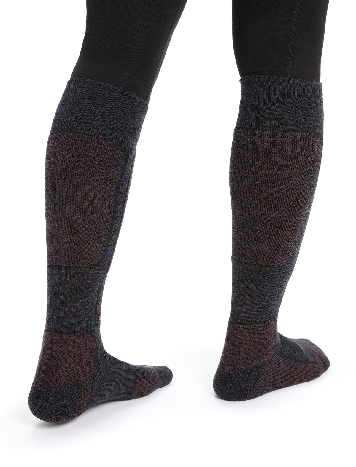 Women’s Merino Ski+ Medium Over the Calf Socks Jet Heather/Espresso - 2