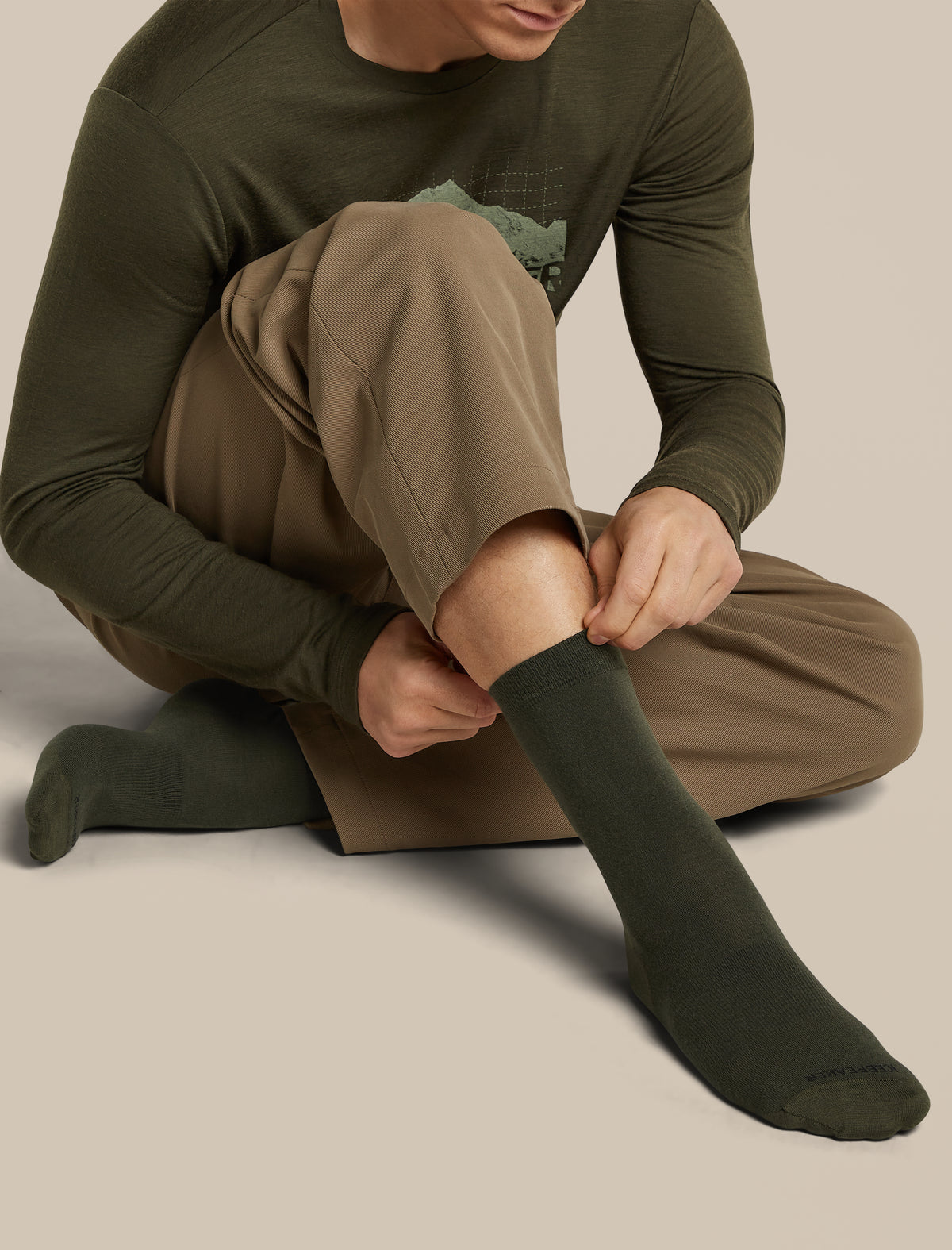 Men's Merino Lifestyle Fine Gauge Crew Socks Dark Loden - 5