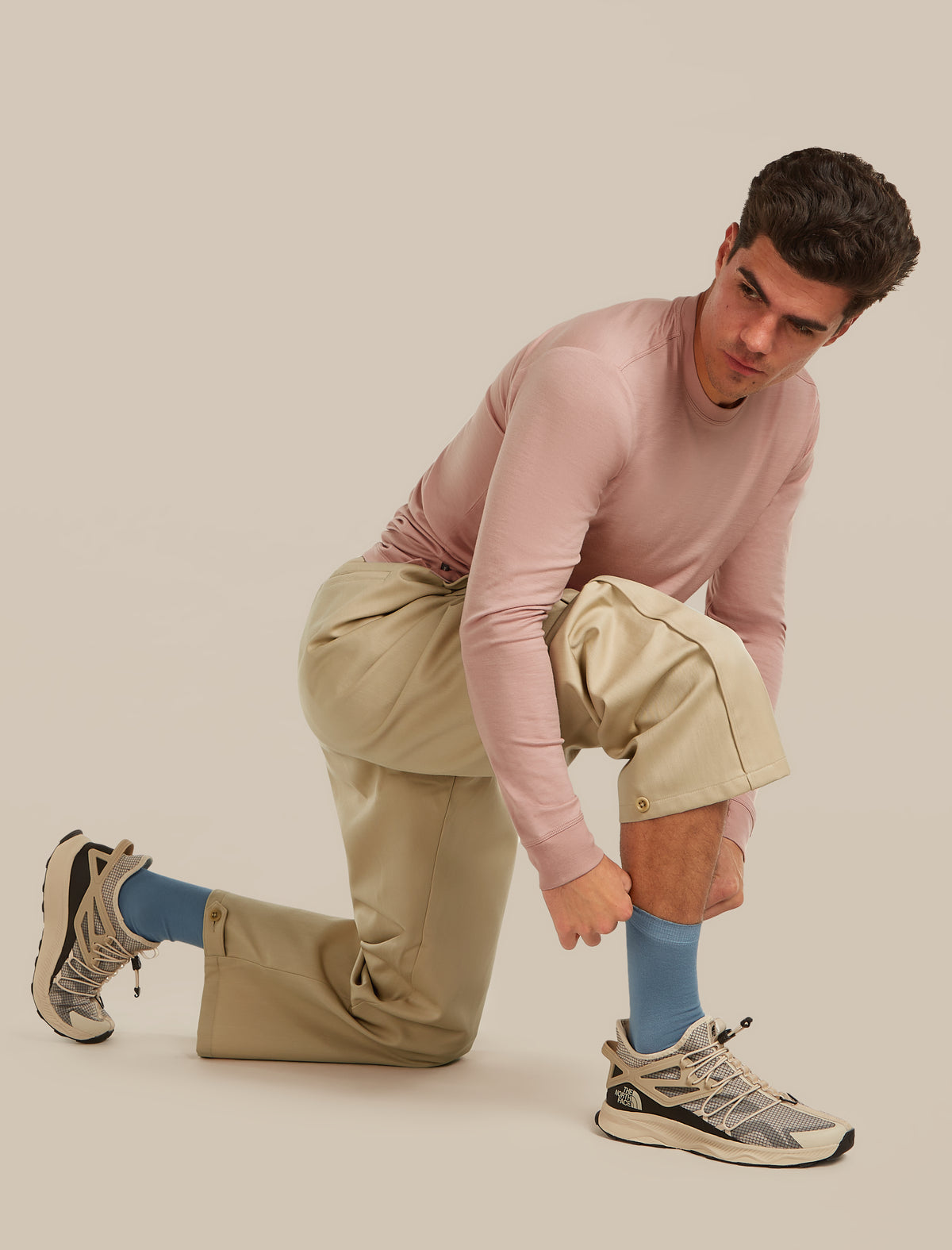 Men’s Merino Lifestyle Fine Gauge Crew Flint blue - 4