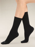 Women’s Merino Lifestyle Fine Gauge Crew Socks Black - 1
