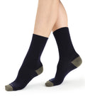 Women’s Merino Lifestyle Fine Gauge Crew Socks Midnight Navy/Loden - 5