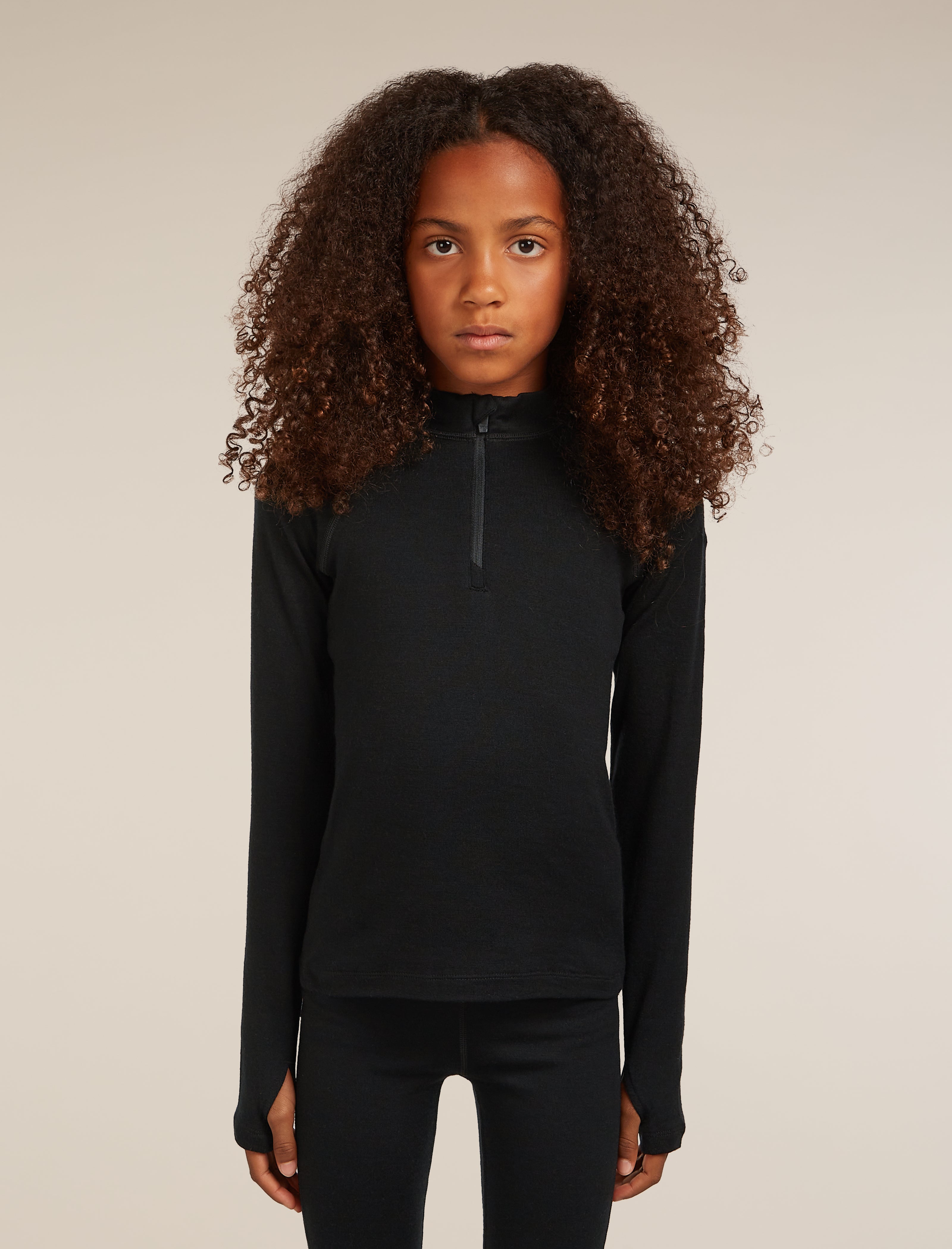 トップス SECOND/LAYER VERTICAL THERMAL BLACK Kids' Merino 260 Tech Long Sleeve Half Zip Thermal Top| icebreaker