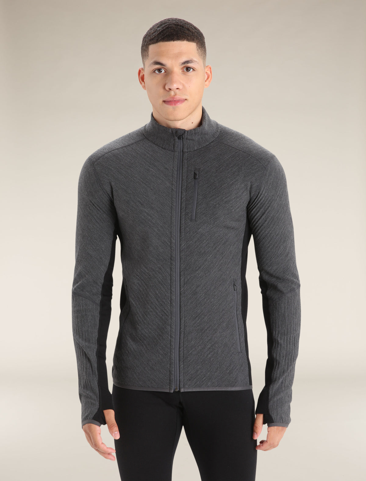 Men’s Descender Long Sleeve Zip Jacket Jet Heather/Black - 1