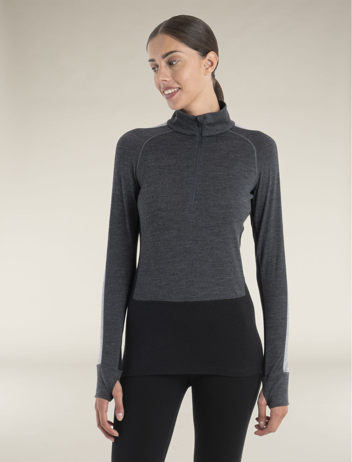 Women’s 260 ZoneKnit™ Long Sleeve Half Zip Thermal Top Jet Heather/Black - 1