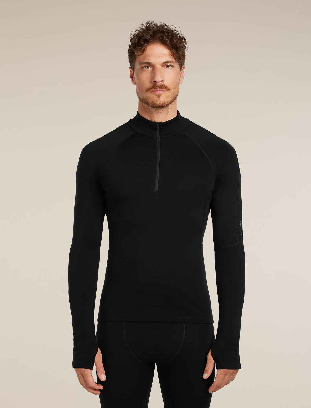 Men’s 300 MerinoFine™ Polar Long Sleeve Half Zip Thermal Top Black - 1