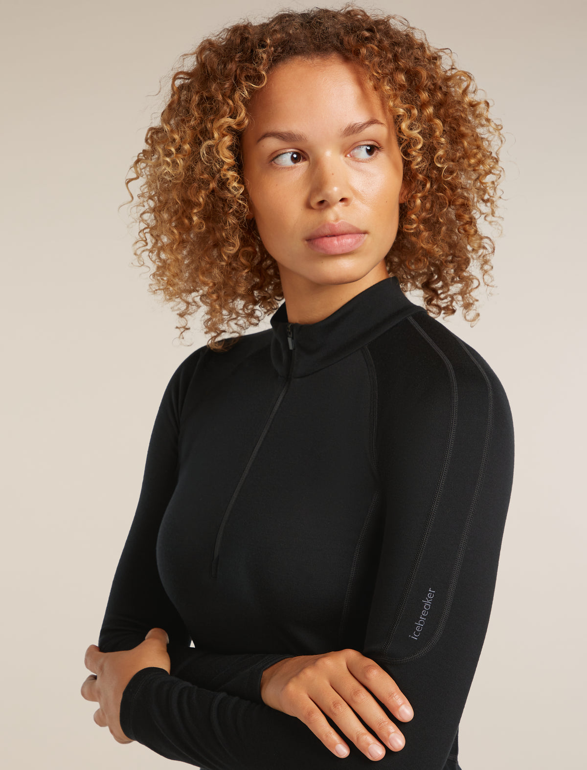Women’s 300 MerinoFine™ Polar Long Sleeve Half Zip Thermal Top Black - 5