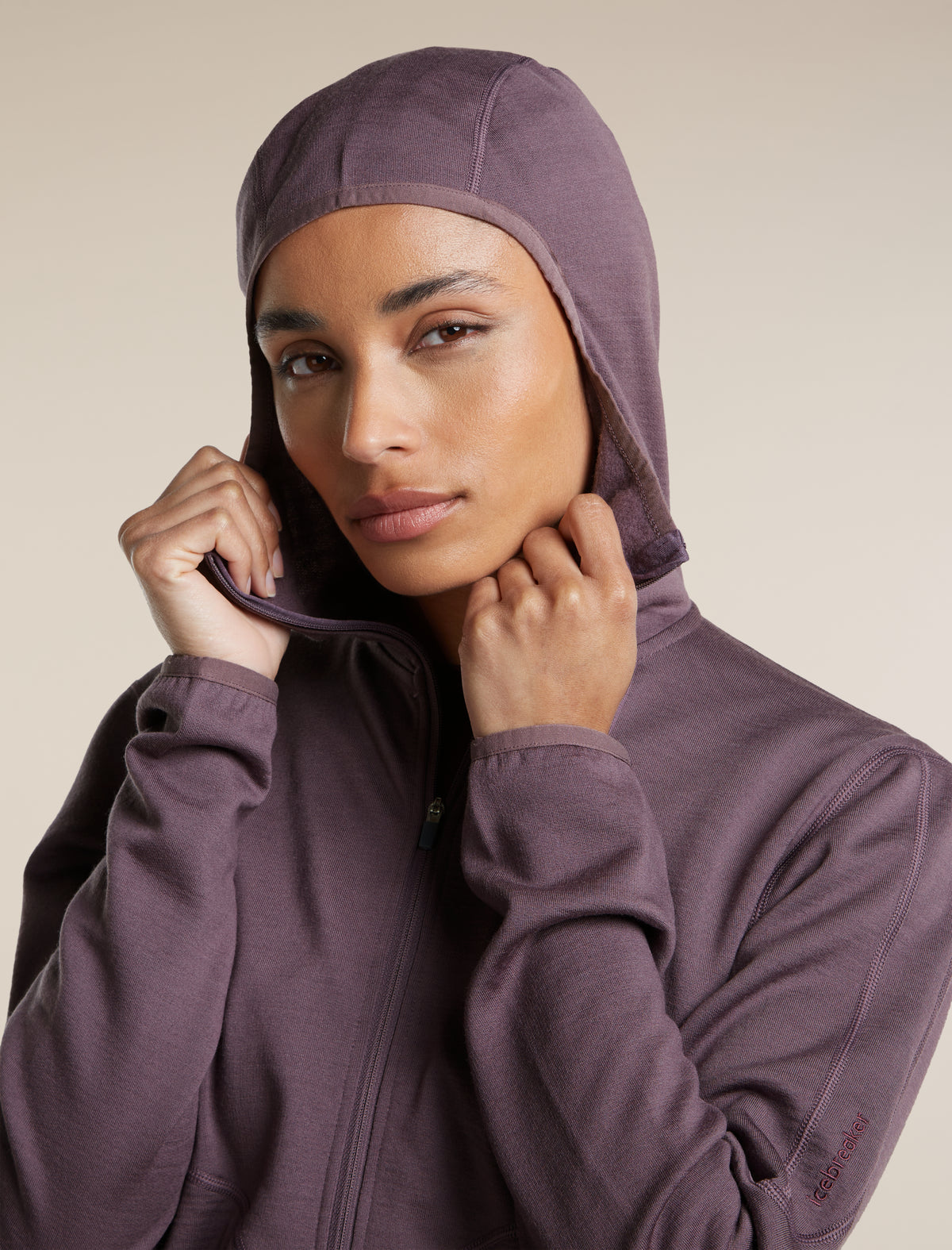 Women's Merino 560 RealFleece™  Elemental Long Sleeve Zip Hoodie Grey Plum - 7